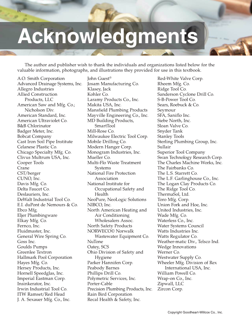 Modern Plumbing, 8th Edition page iv