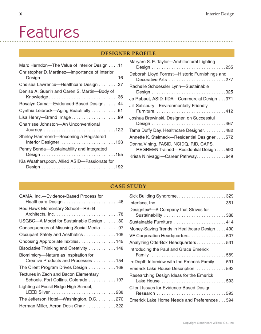 Interior Design, 1st Edition page x