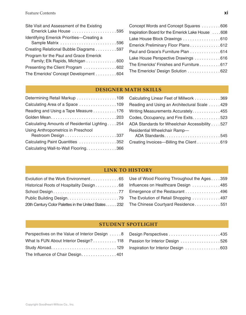 Interior Design, 1st Edition page xi