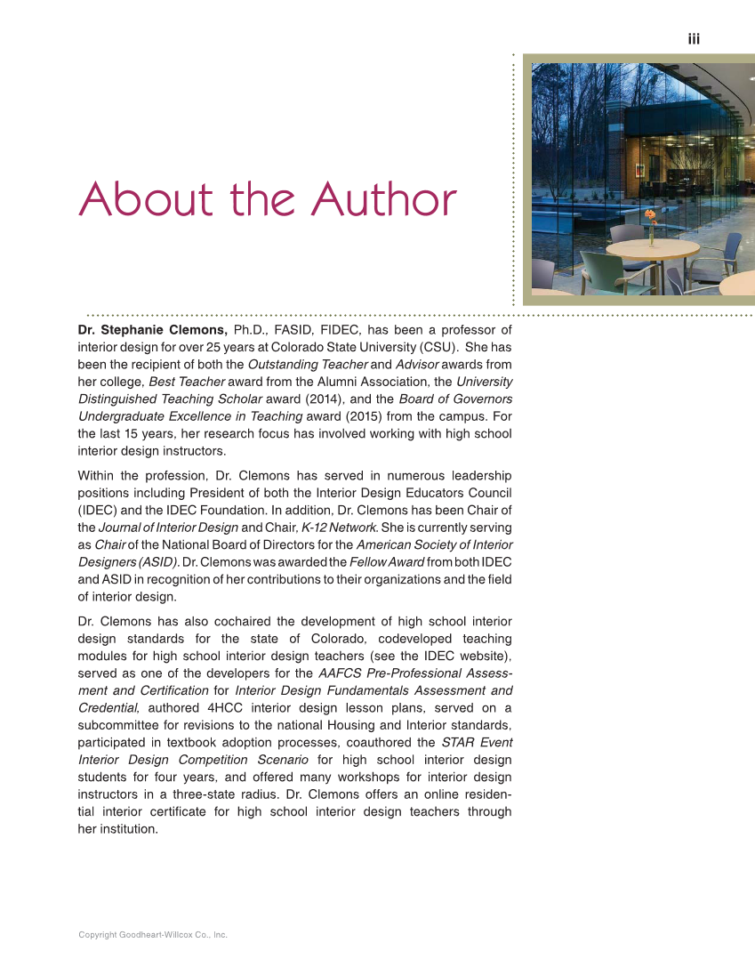 Interior Design, 1st Edition page iii