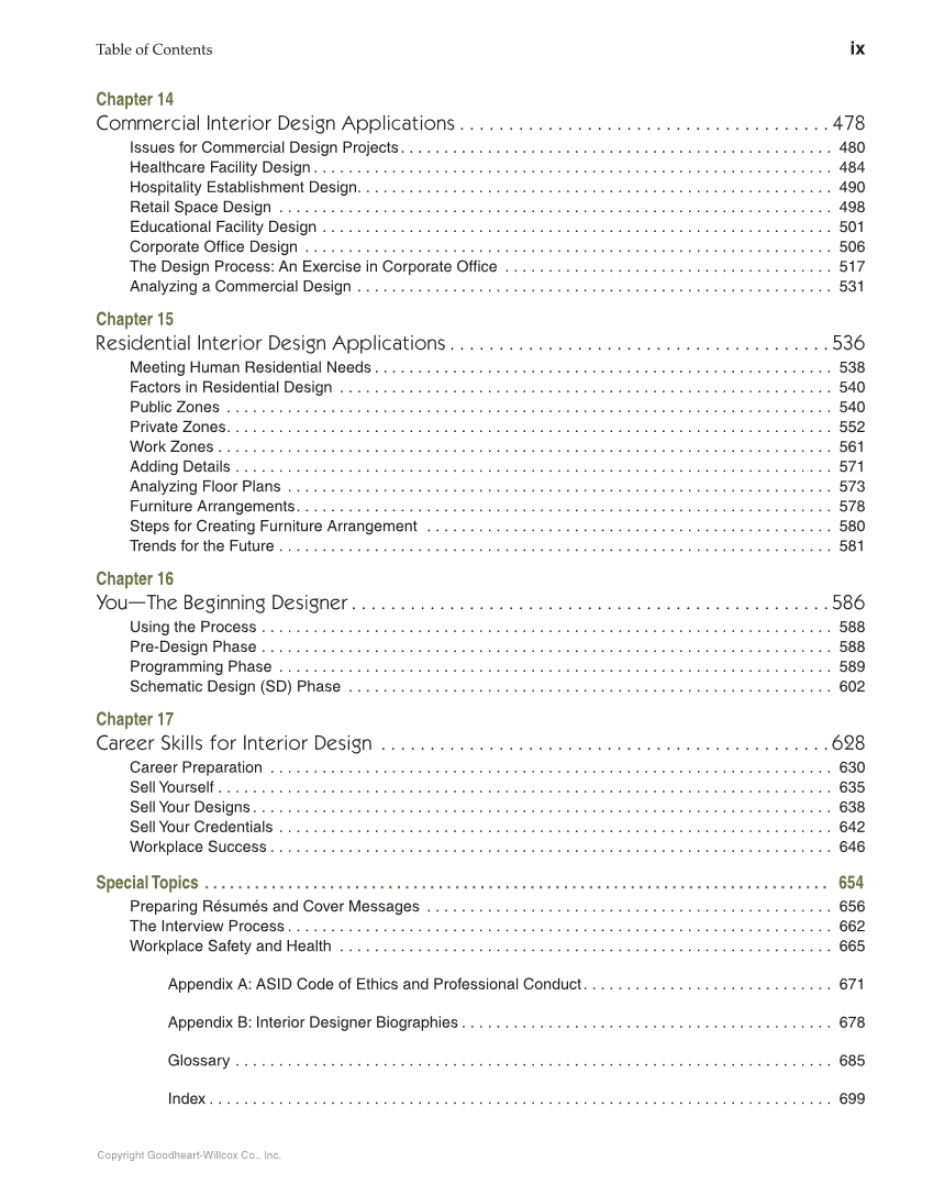 Interior Design, 1st Edition page ix