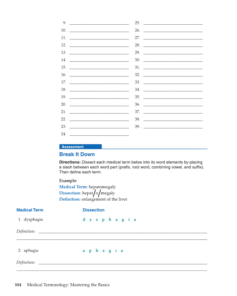 Medical Terminology: Mastering the Basics, 1st Edition page 104