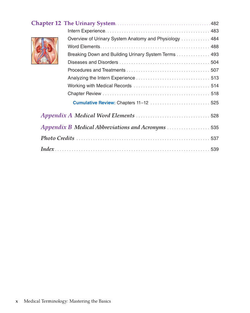 Medical Terminology: Mastering the Basics, 1st Edition page x