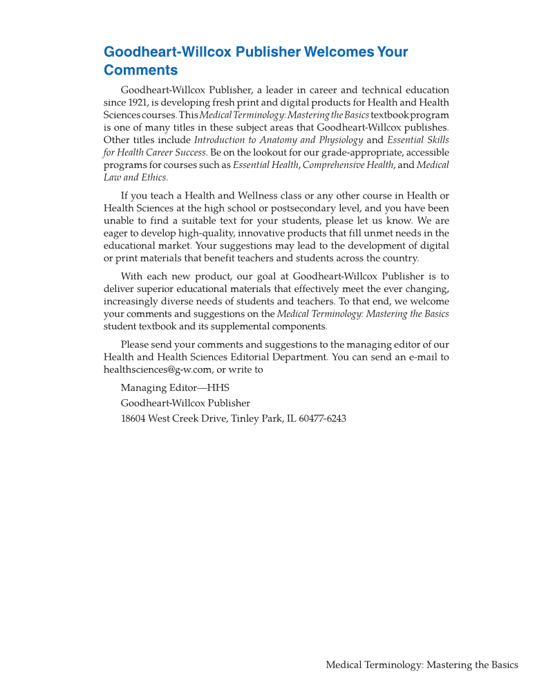 Medical Terminology: Mastering the Basics, 1st Edition page 1