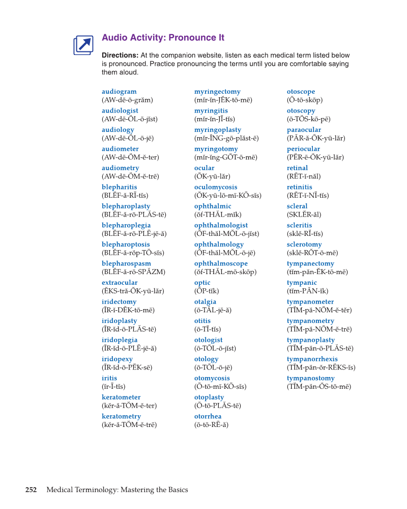 Medical Terminology: Mastering the Basics, 1st Edition page 252