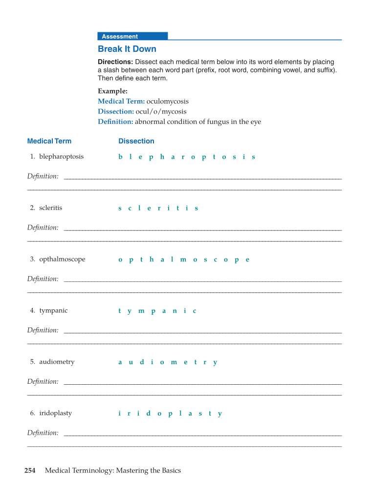Medical Terminology: Mastering the Basics, 1st Edition page 254