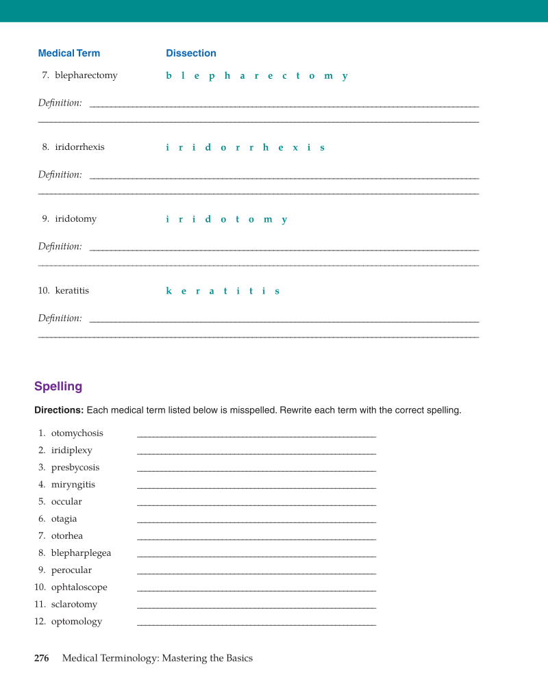 Medical Terminology: Mastering the Basics, 1st Edition page 276