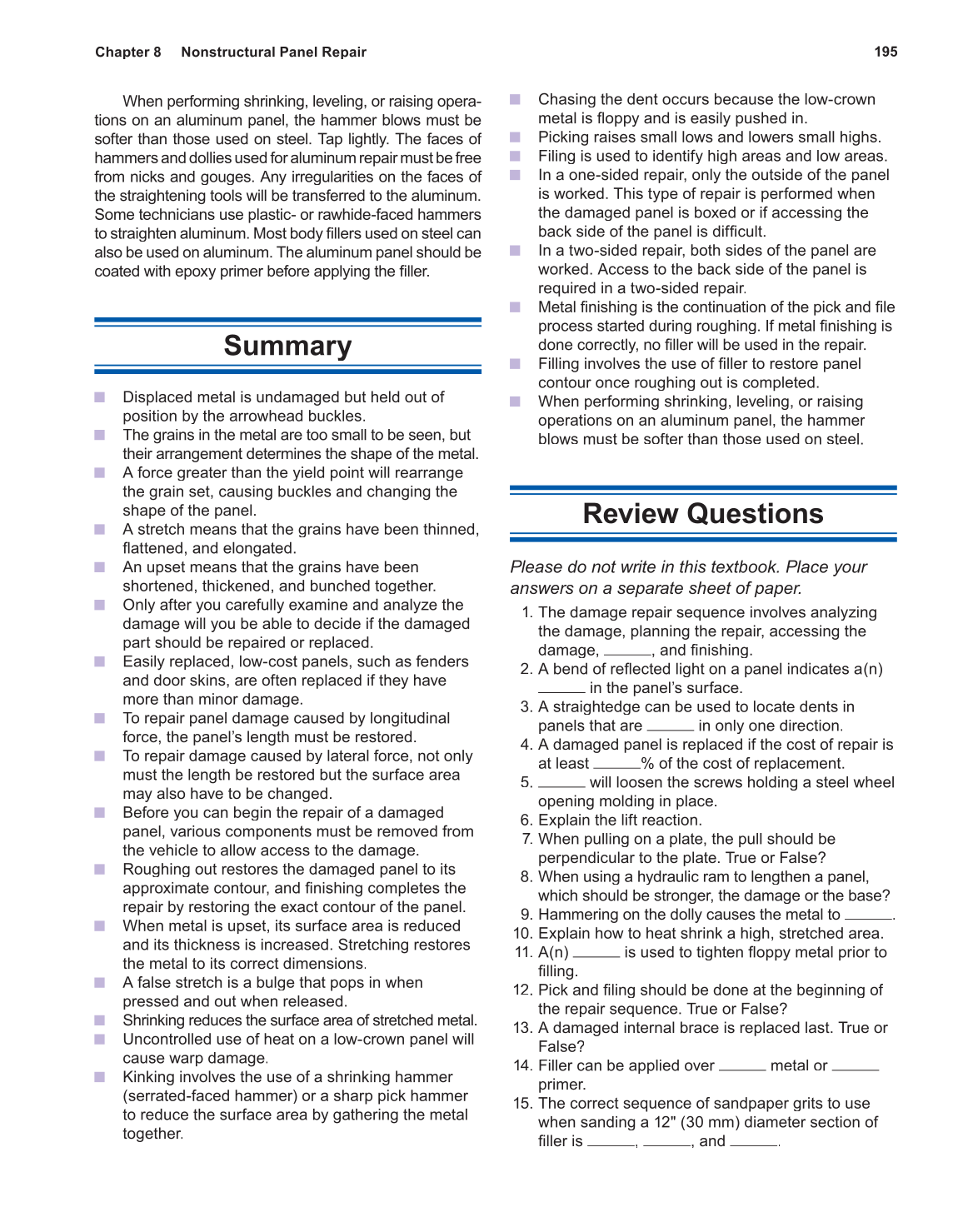 Auto Collision Repair and Refinishing, 1st Edition page 195