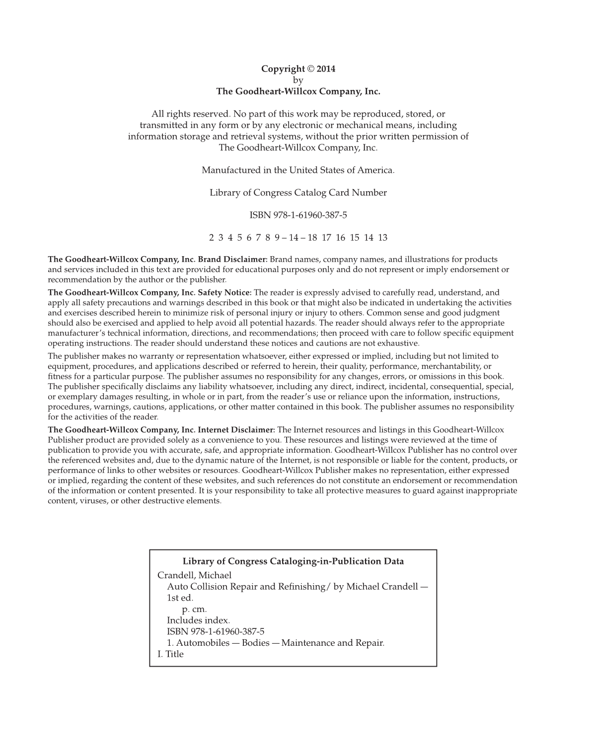 Auto Collision Repair and Refinishing, 1st Edition page 2