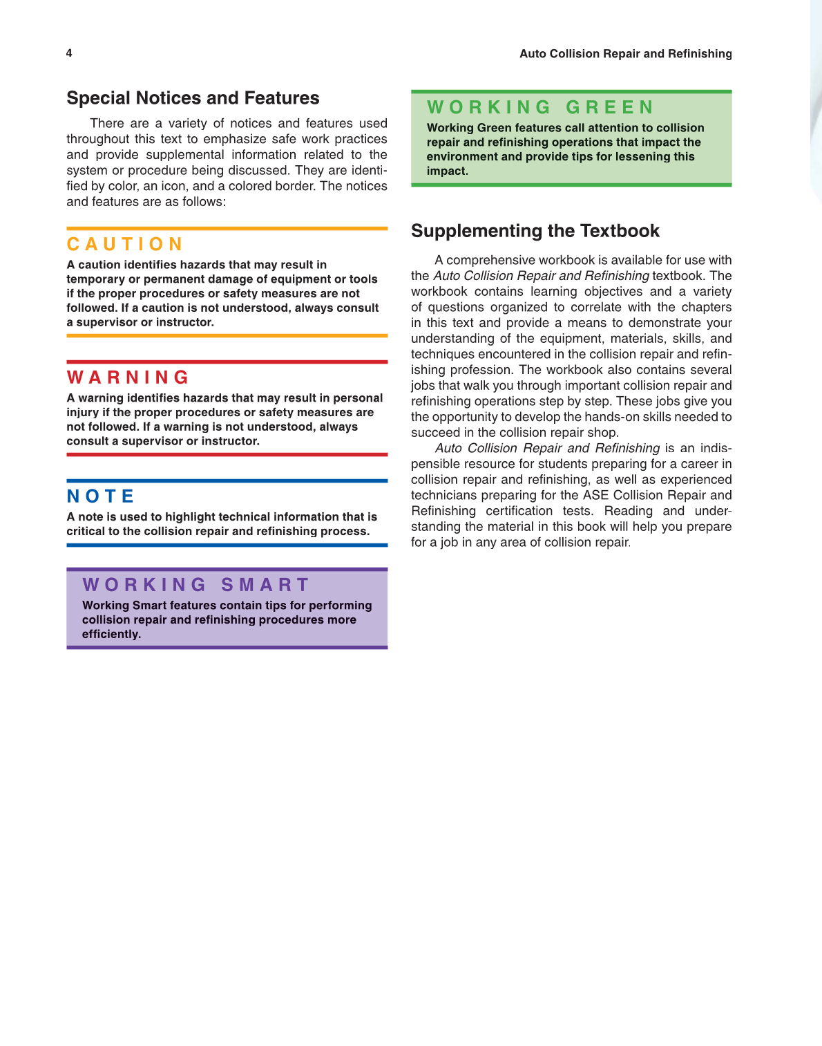 Auto Collision Repair and Refinishing, 1st Edition page 4
