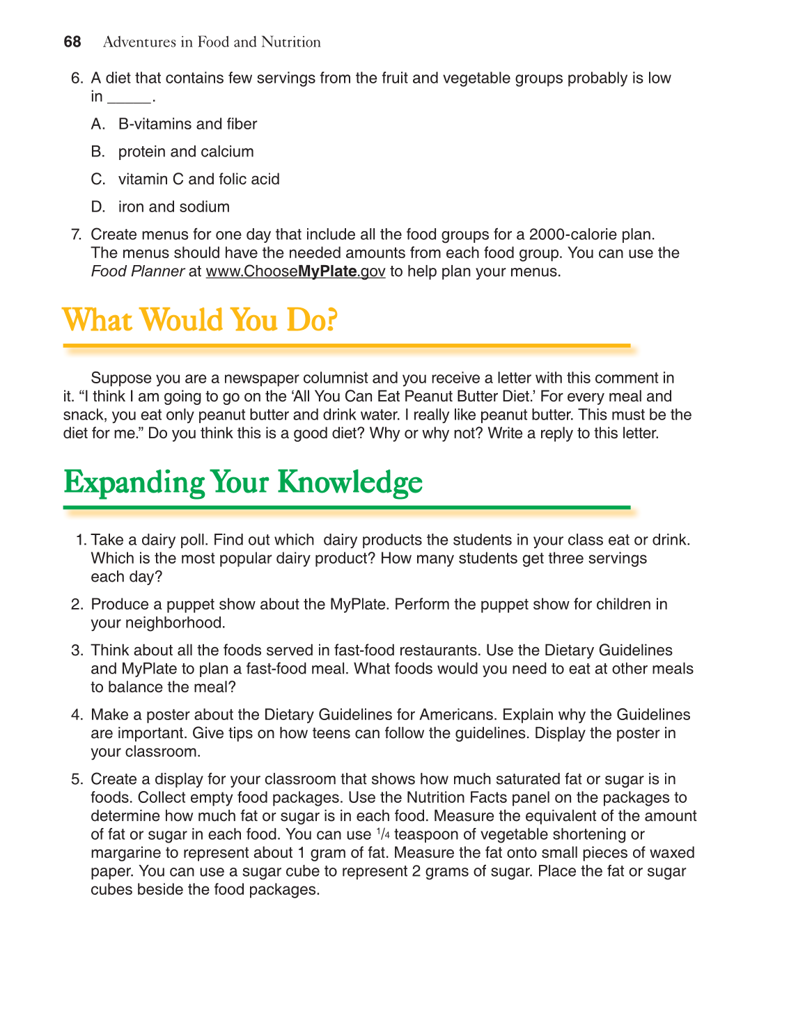 Adventures in Food and Nutrition!, 4th Edition page 68