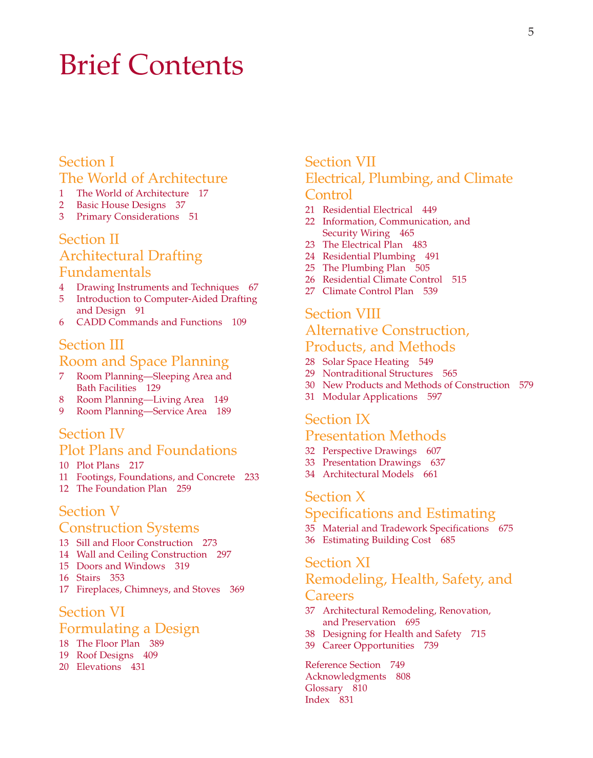 Architecture: Residential Drafting and Design, 10th Edition page 5