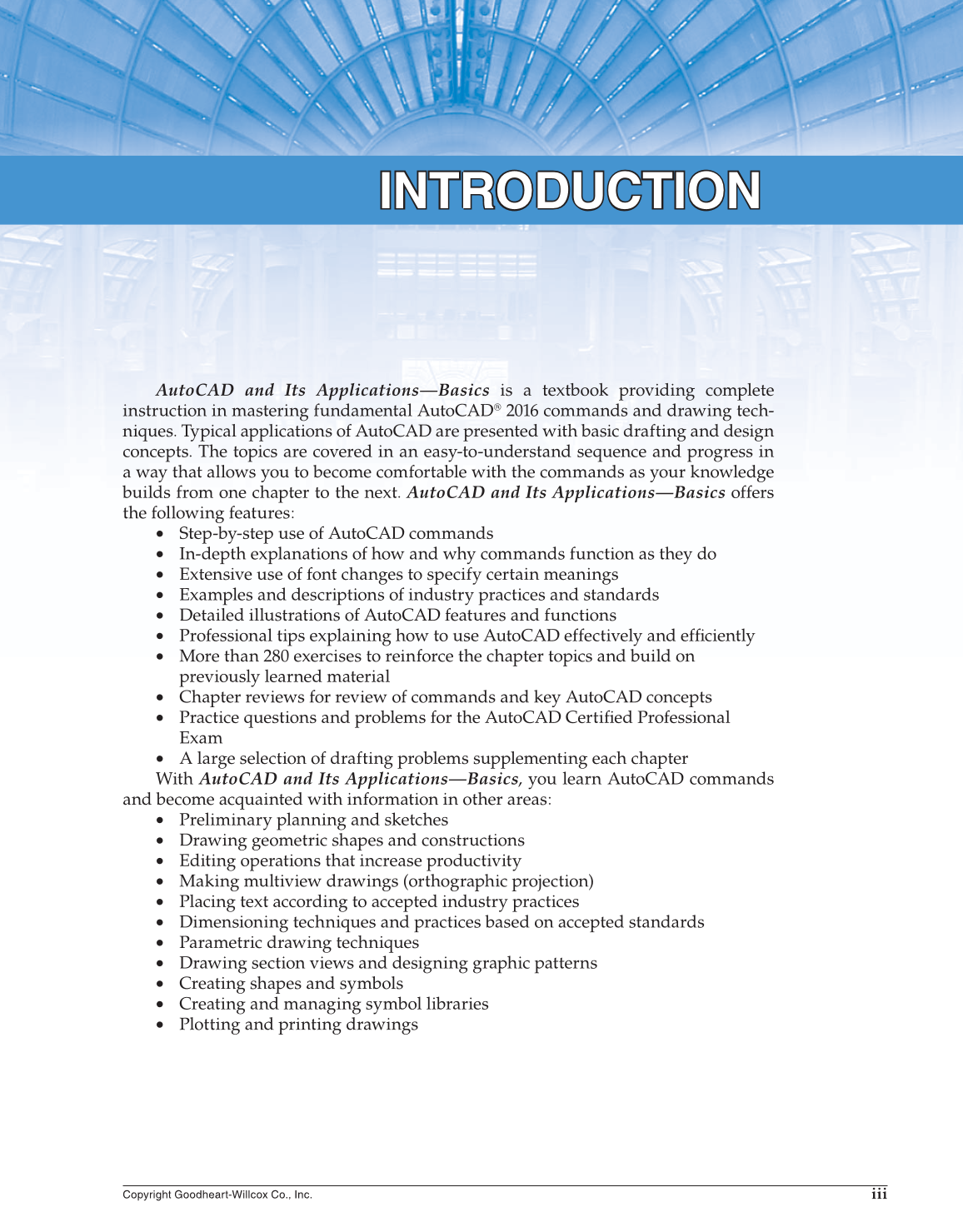 AutoCAD and Its Applications—Basics 2016, 23rd Edition page iii