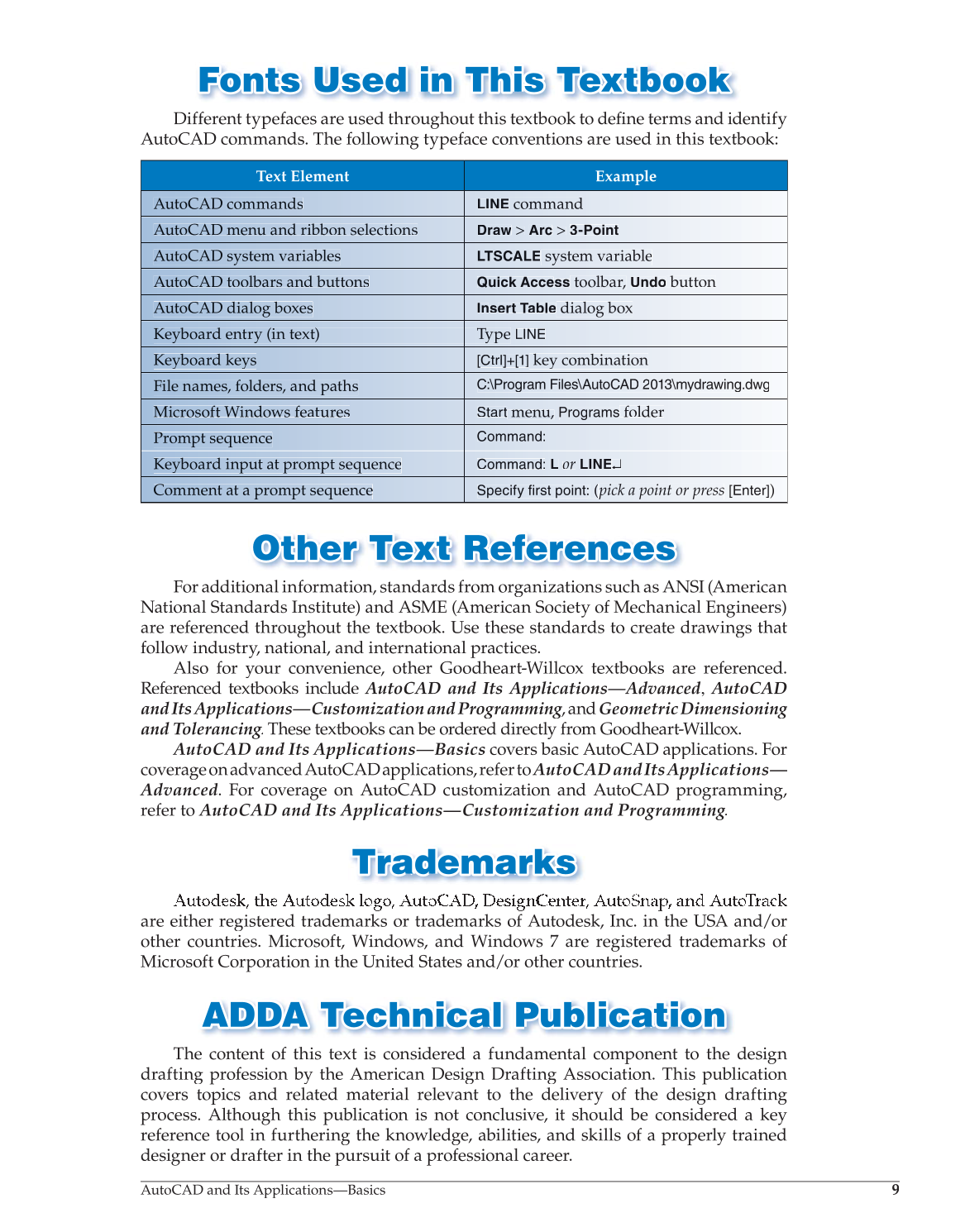 AutoCAD and Its Applications—Comprehensive 2013, 20th Edition page 9