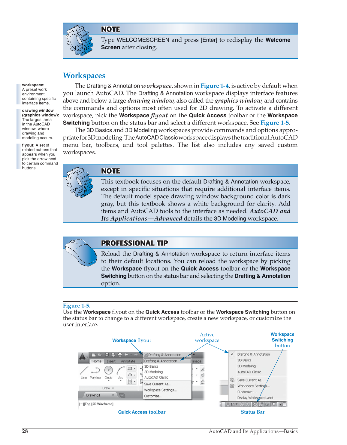 AutoCAD and Its Applications—Comprehensive 2014, 21st Edition page 28