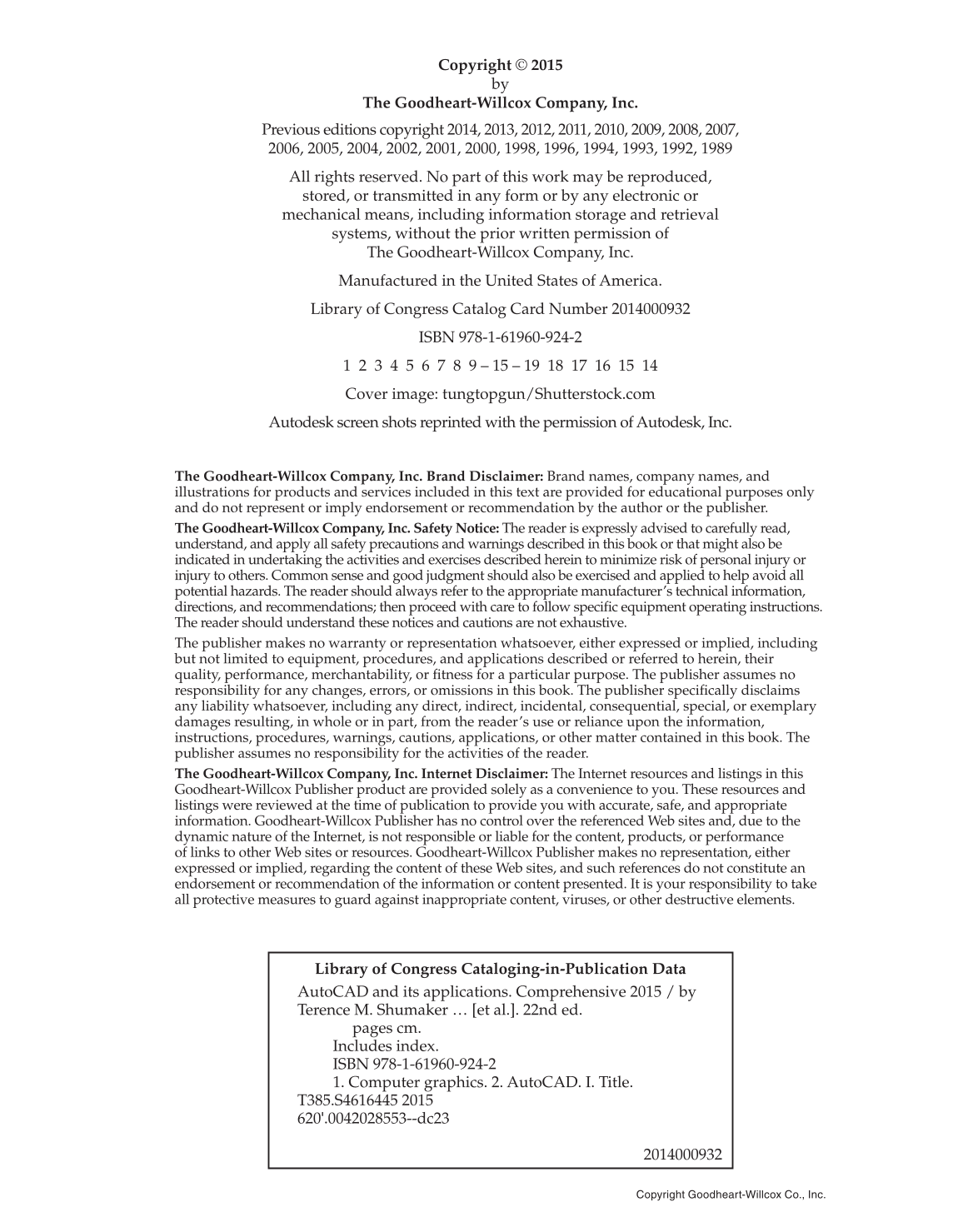 AutoCAD and Its Applications—Comprehensive 2015, 22nd Edition page ii
