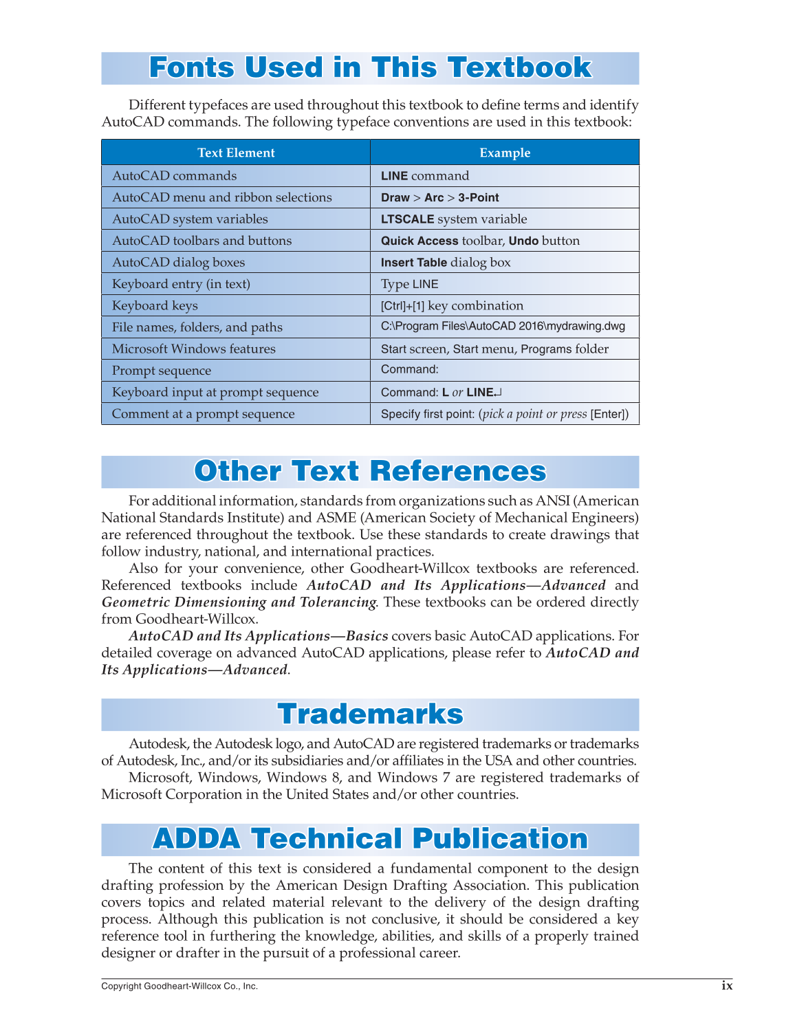 AutoCAD and Its Applications—Comprehensive 2016, 23rd Edition page ix