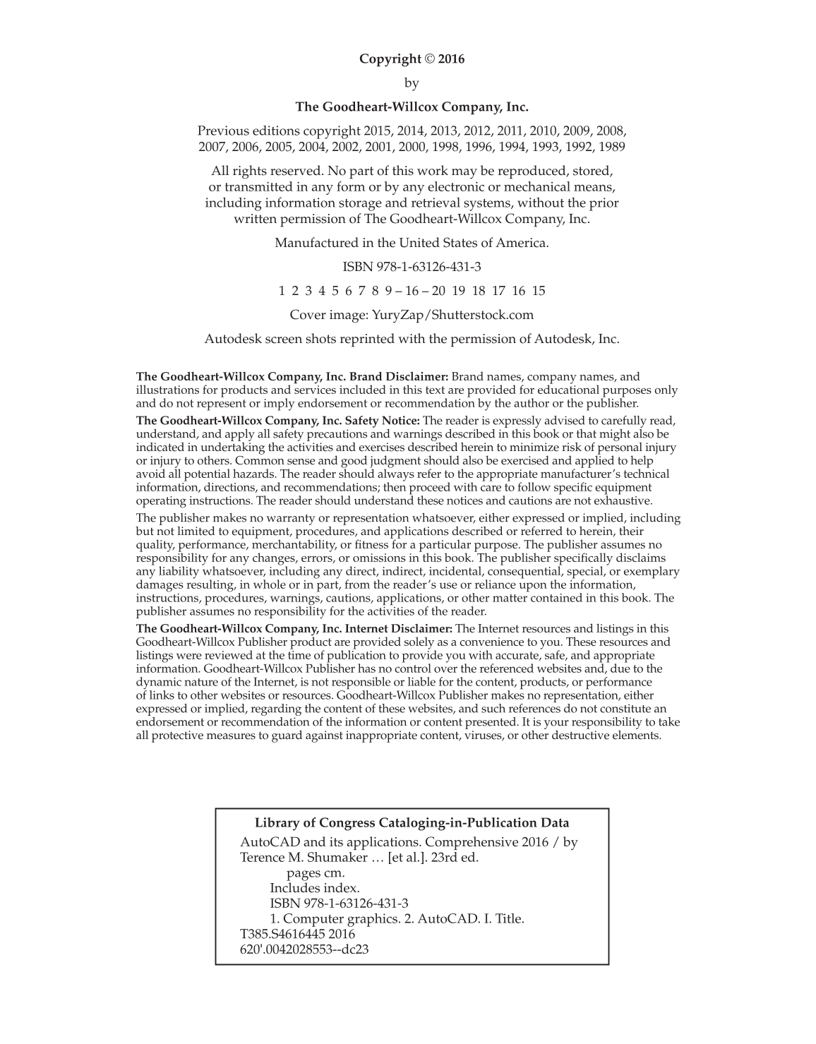 AutoCAD and Its Applications—Comprehensive 2016, 23rd Edition page II