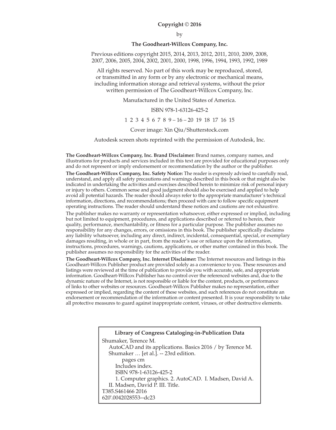 AutoCAD and Its Applications—Comprehensive 2016, 23rd Edition page ii
