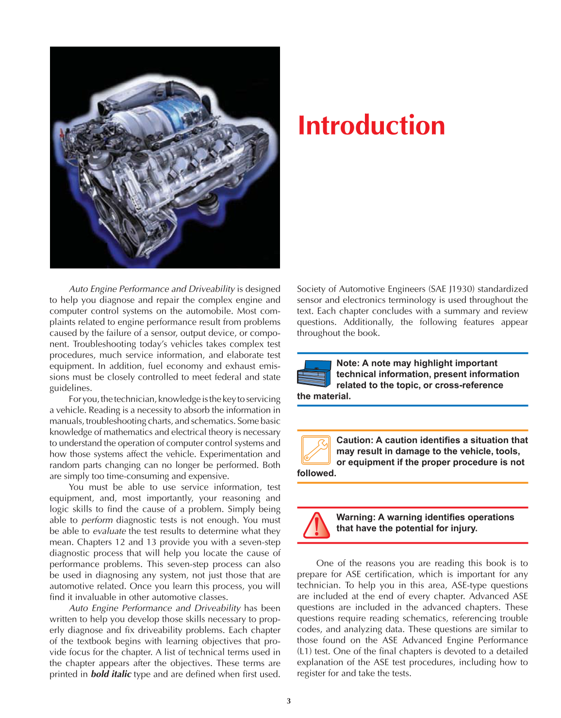 Auto Engine Performance and Driveability, A8, 3rd Edition page 3