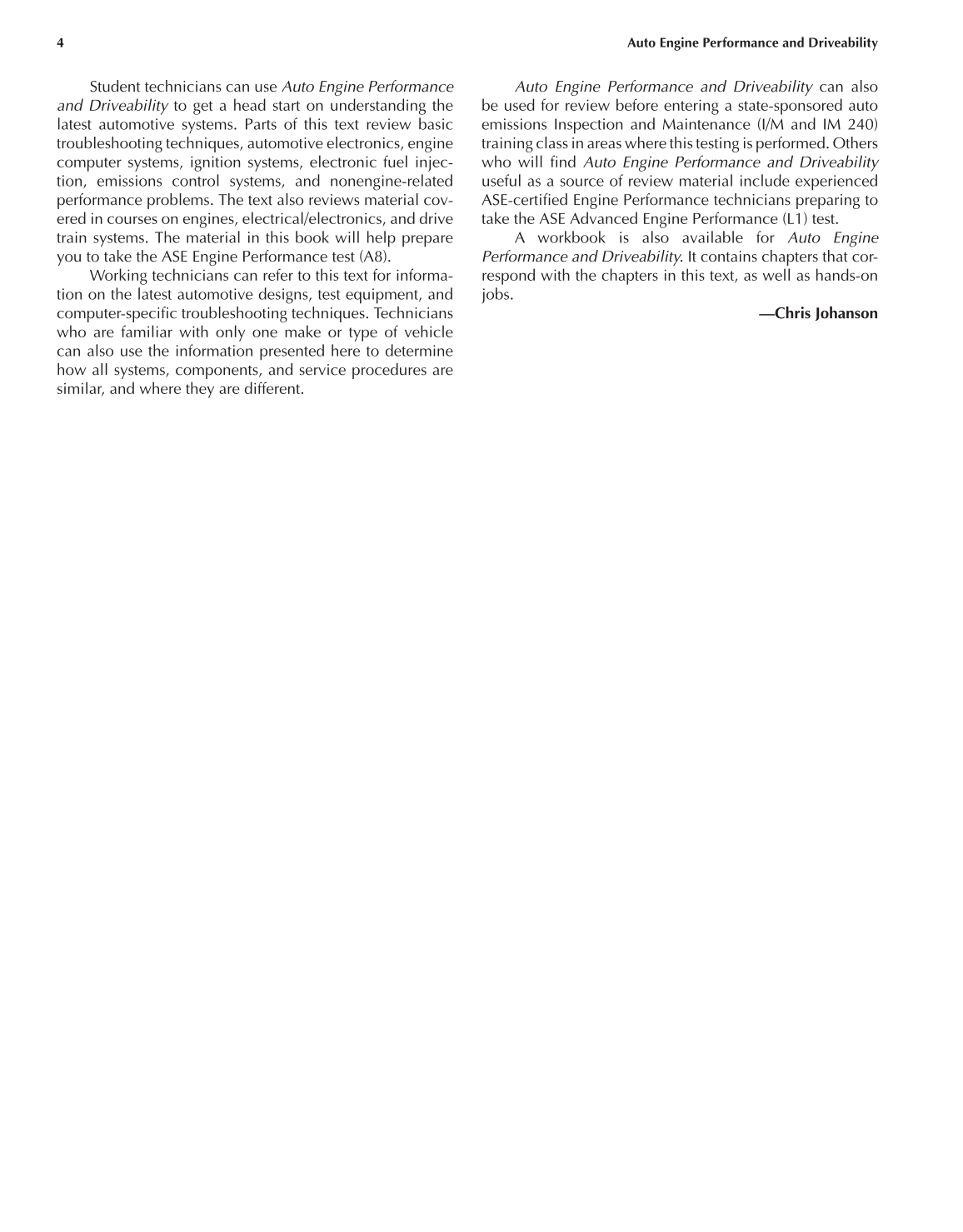 Auto Engine Performance and Driveability, A8, 3rd Edition page 4