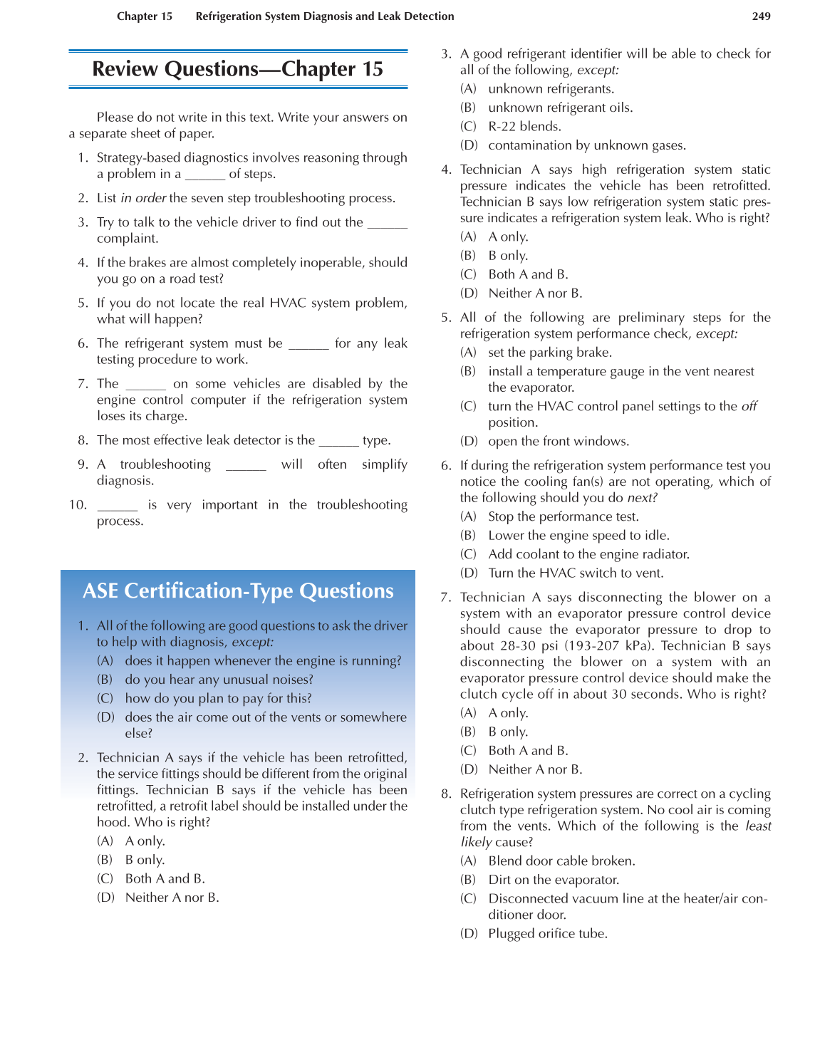 Auto Heating and Air Conditioning, A7, 3rd Edition page 249