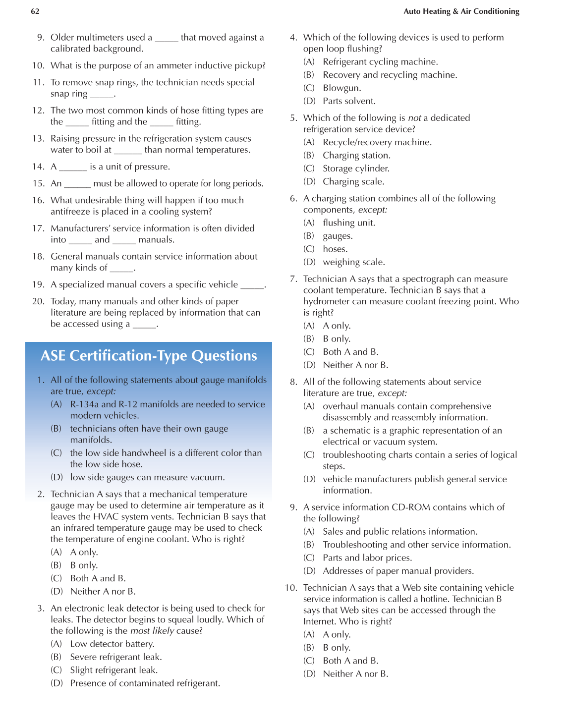 Auto Heating and Air Conditioning, A7, 3rd Edition page 62