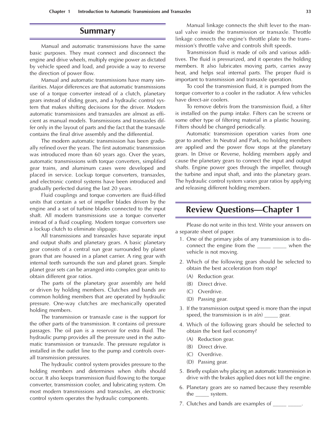 Automatic Transmissions and Transaxles, A2, 3rd Edition page 33