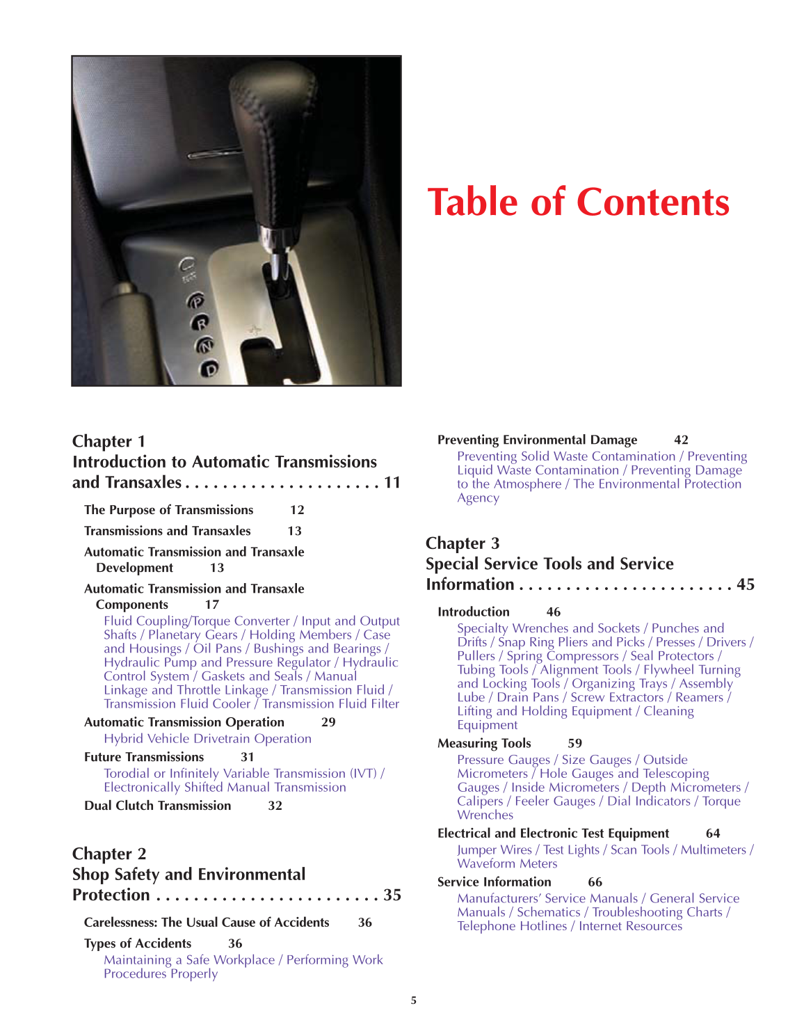 Automatic Transmissions and Transaxles, A2, 3rd Edition page 5