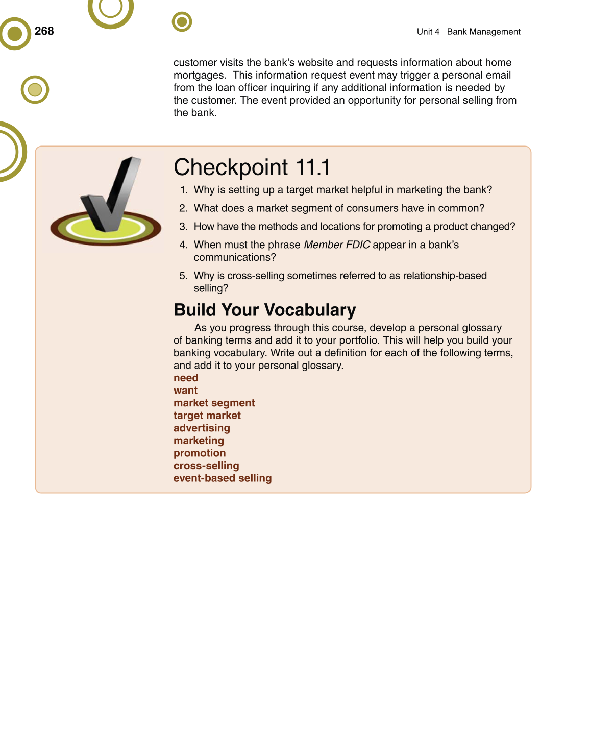 Banking & Financial Systems, 1st Edition page 268