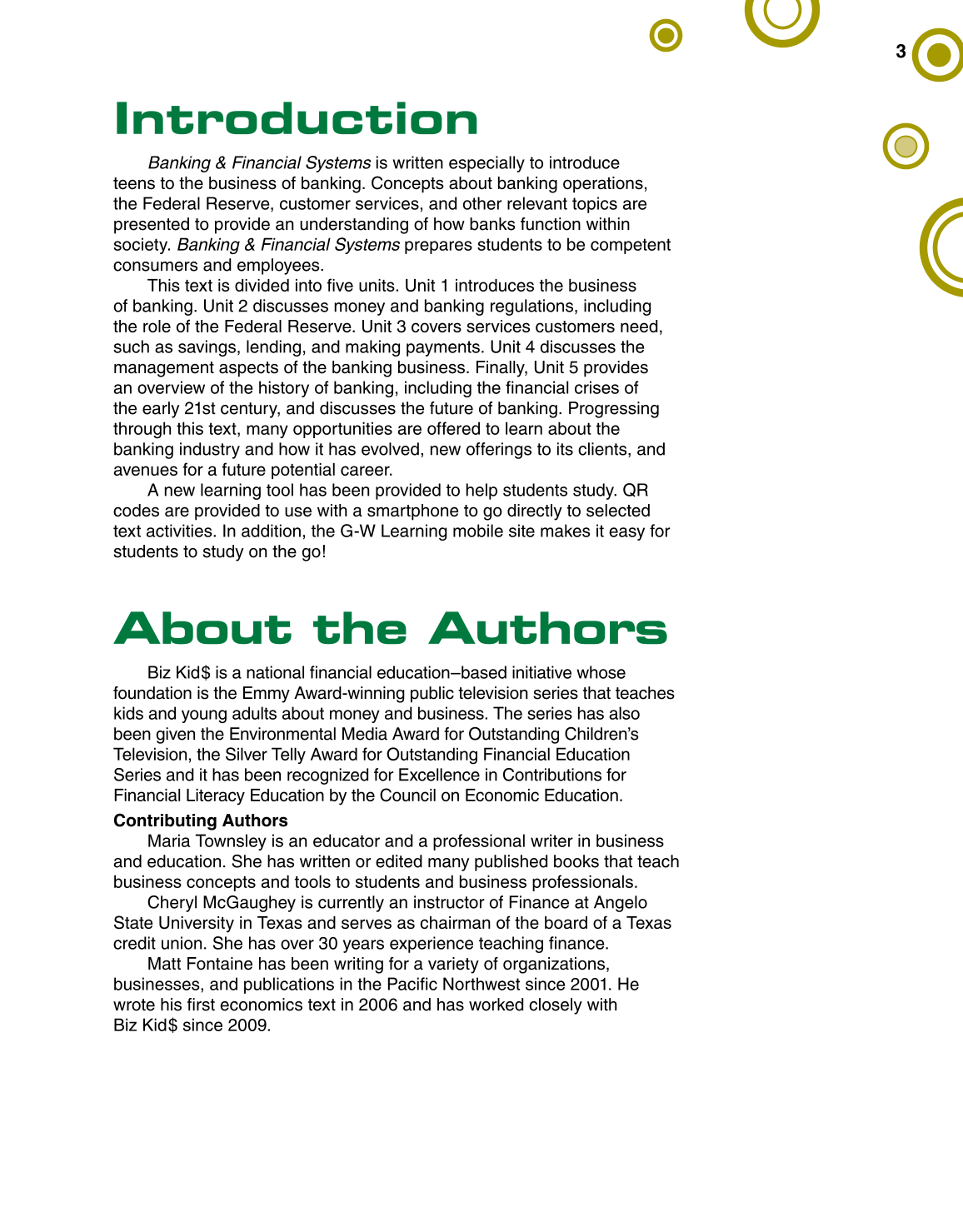 Banking & Financial Systems, 1st Edition page 3