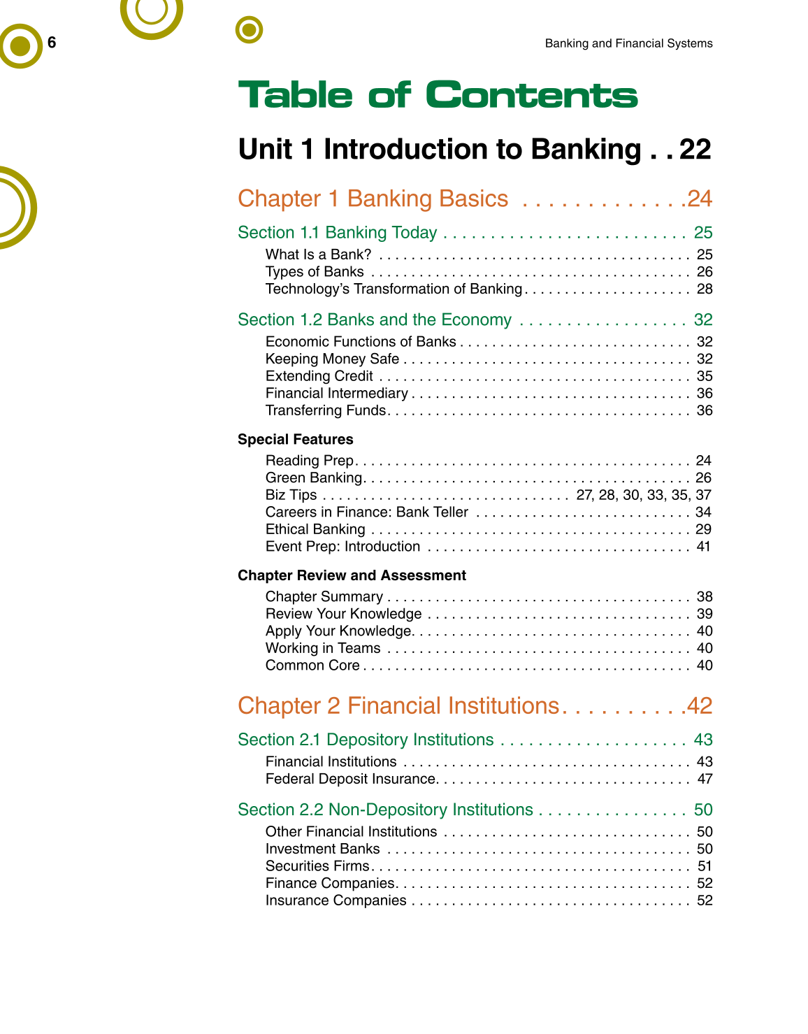 Banking & Financial Systems, 1st Edition page 6