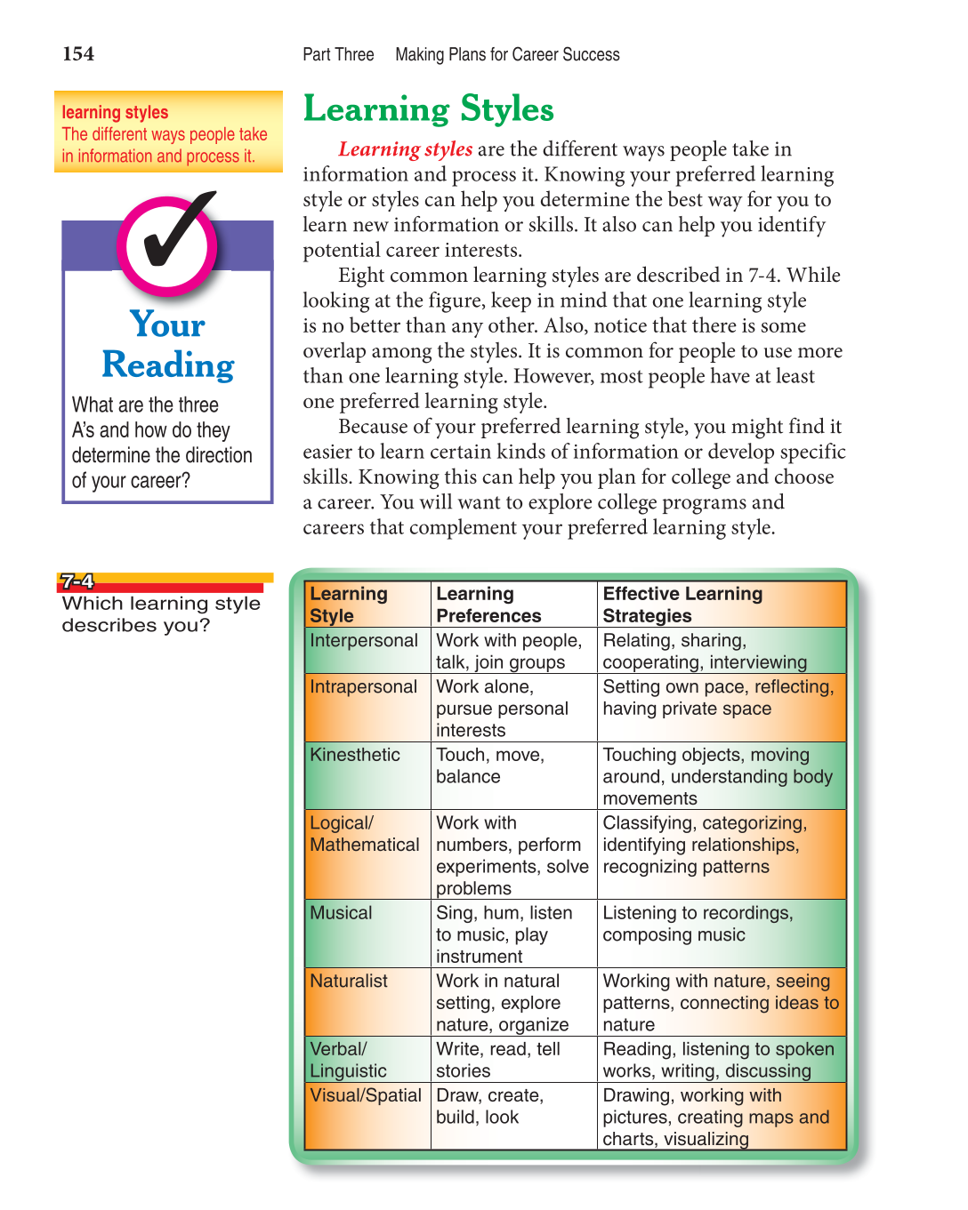 Discovering Careers, 7th Edition page 154