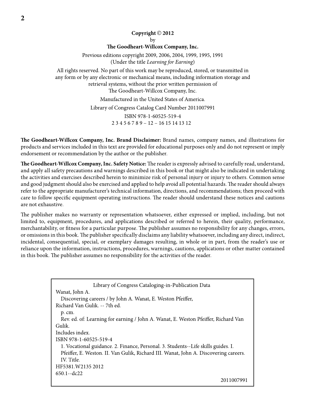 Discovering Careers, 7th Edition page 2