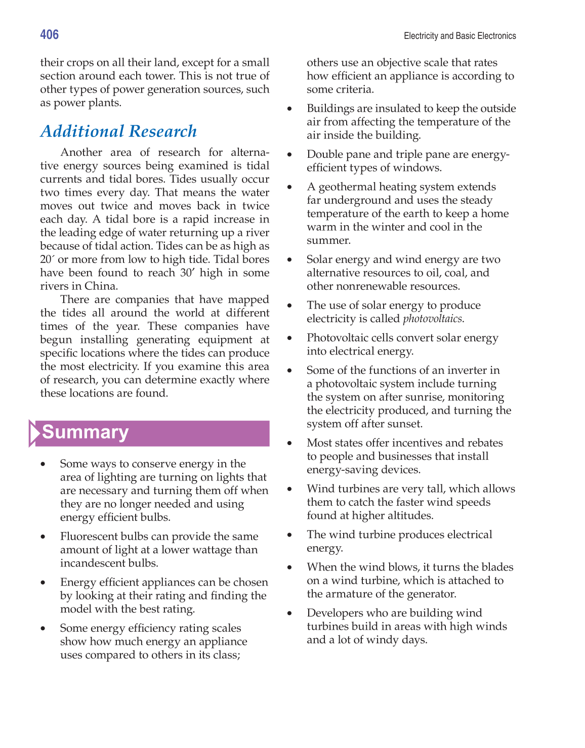 Electricity and Basic Electronics, 7th Edition page 406
