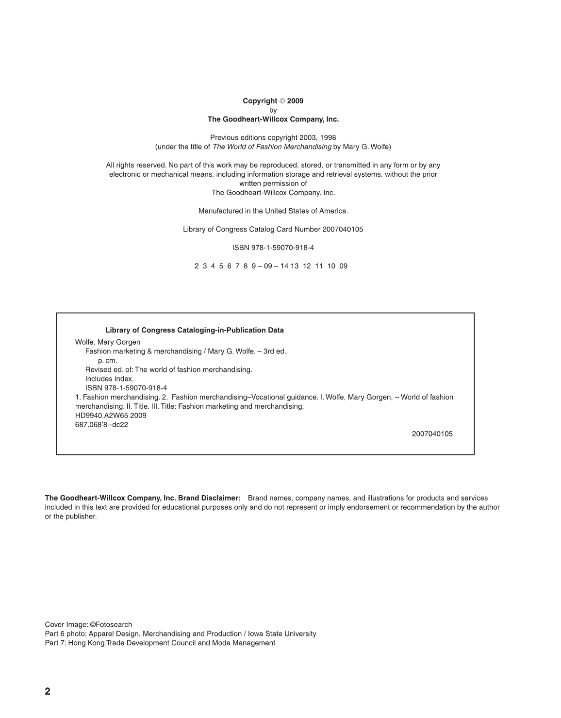 Fashion Marketing &amp; Merchandising, 3rd Edition page 2