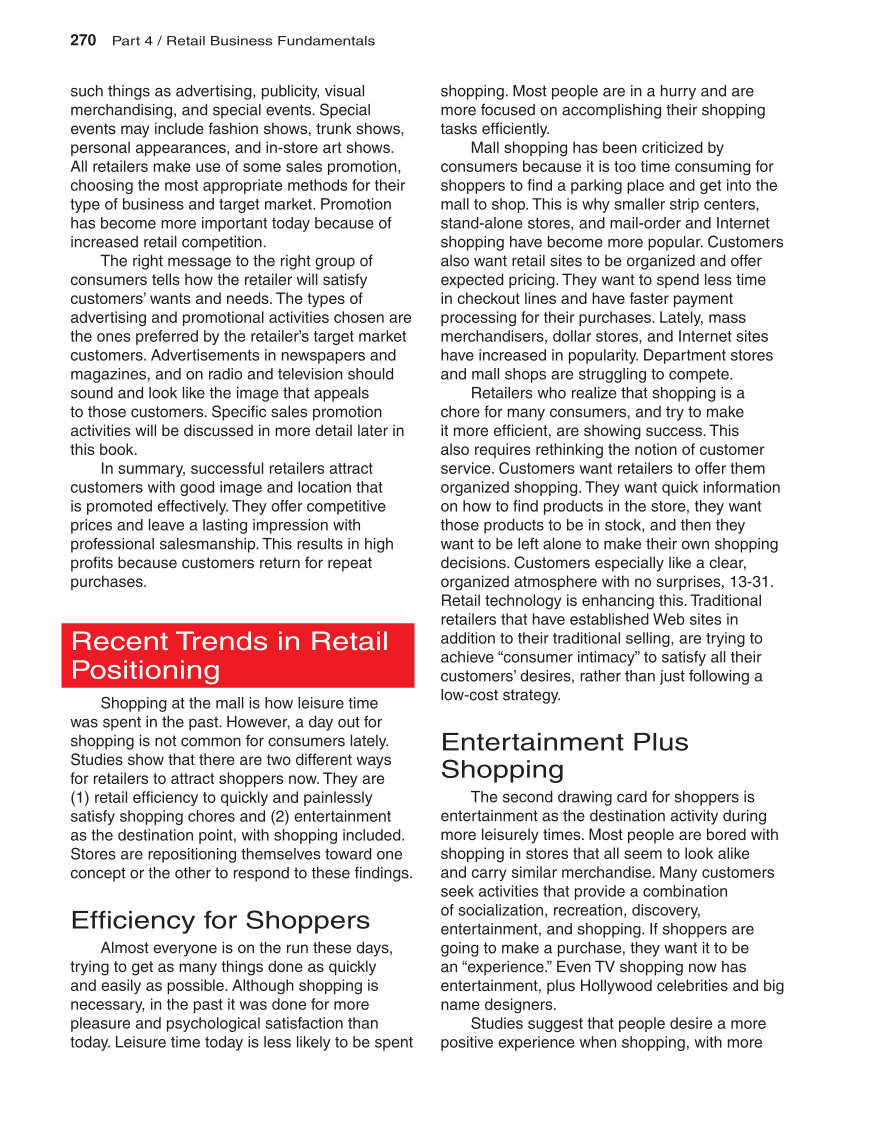 Fashion Marketing &amp; Merchandising, 3rd Edition page 270