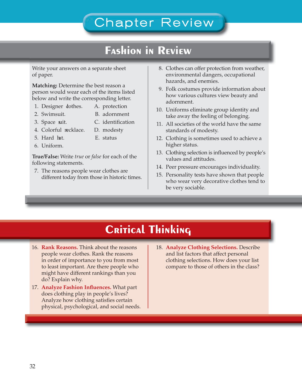 Fashion!, 6th Edition page 32