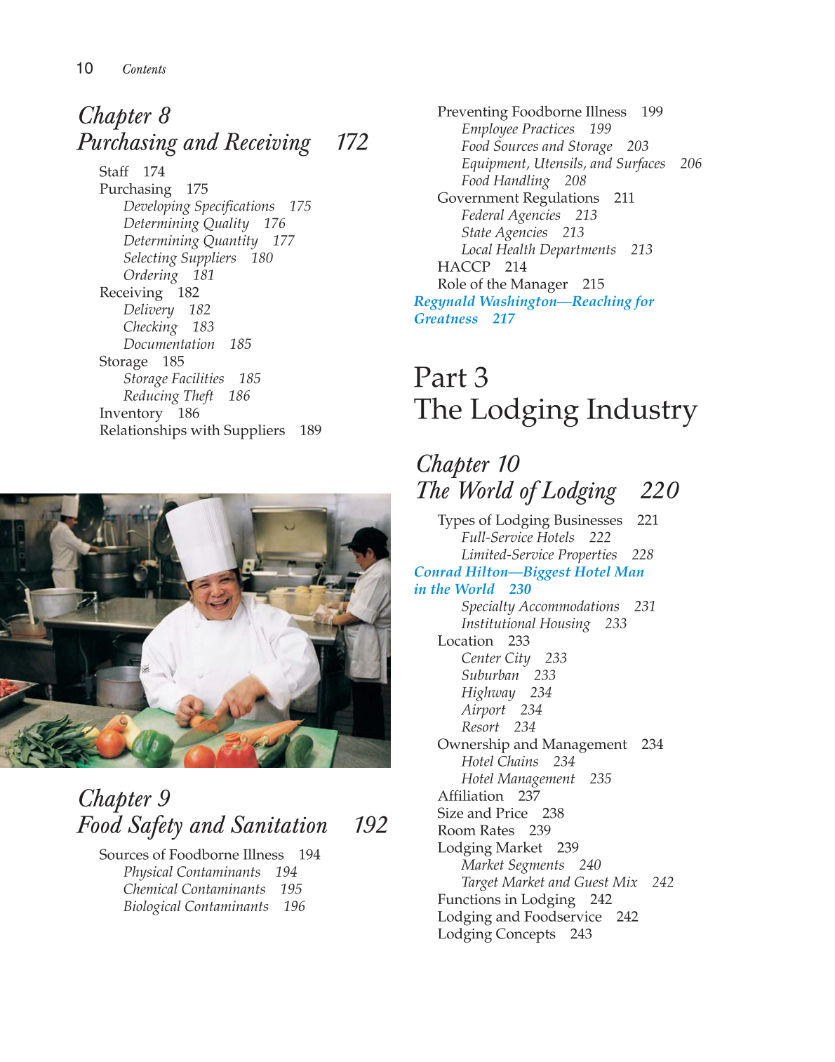 Hospitality Services: Food &amp; Lodging, 2nd Edition page 10