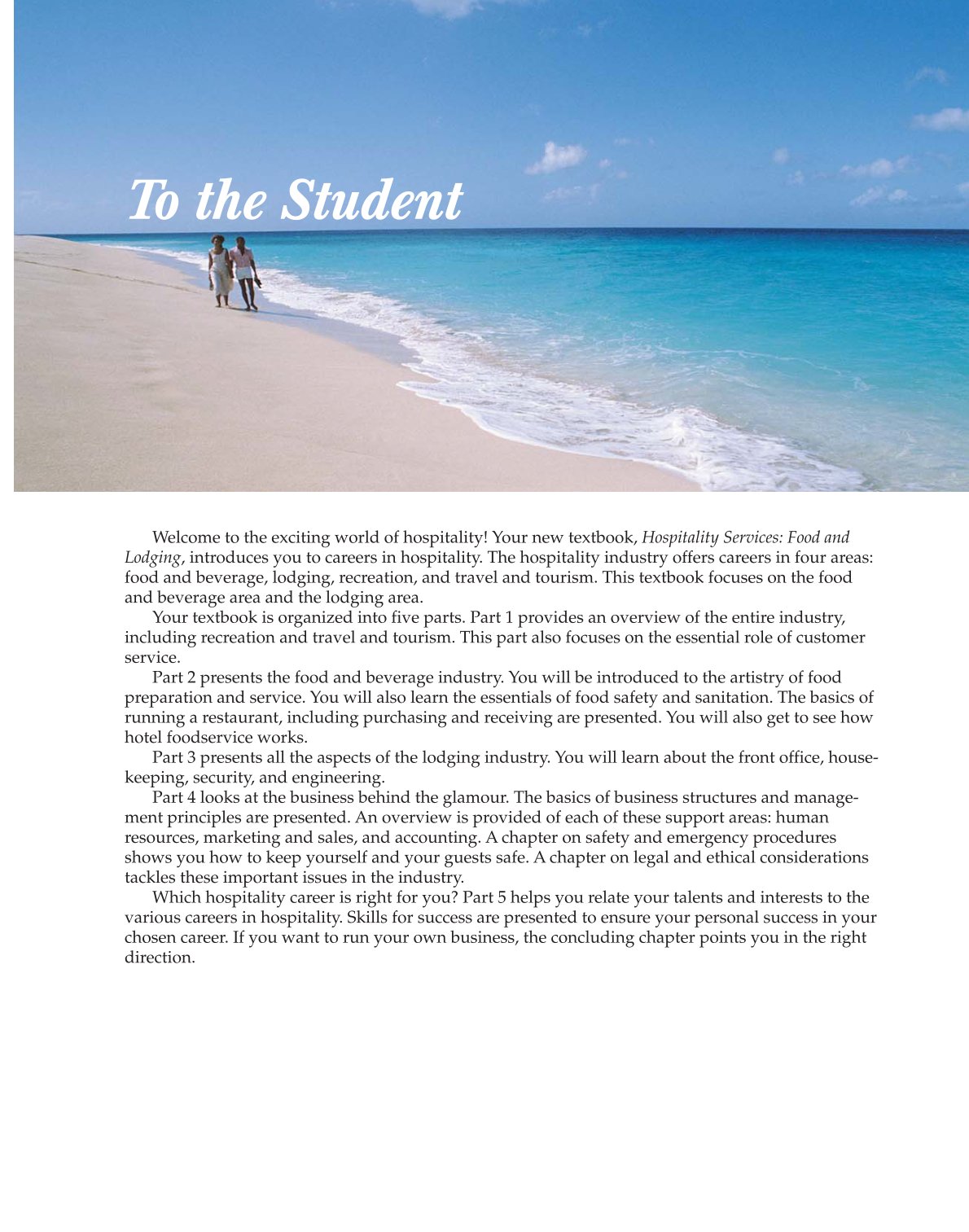 Hospitality Services: Food &amp; Lodging, 2nd Edition page 3