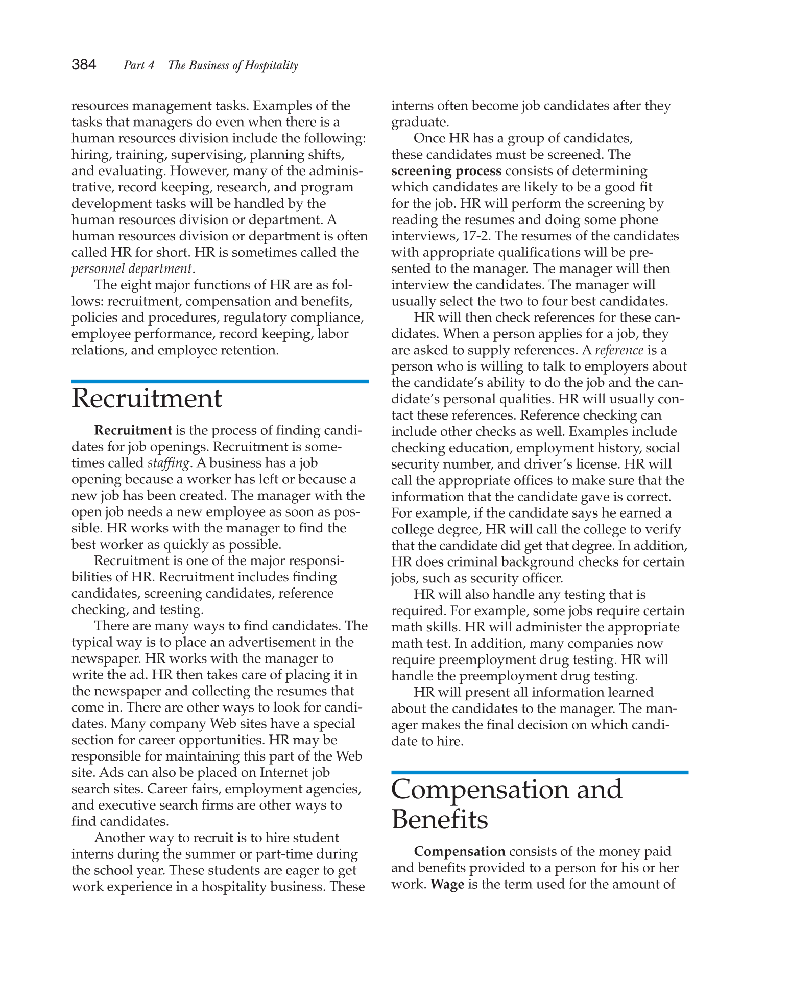 Hospitality Services: Food &amp; Lodging, 2nd Edition page 384