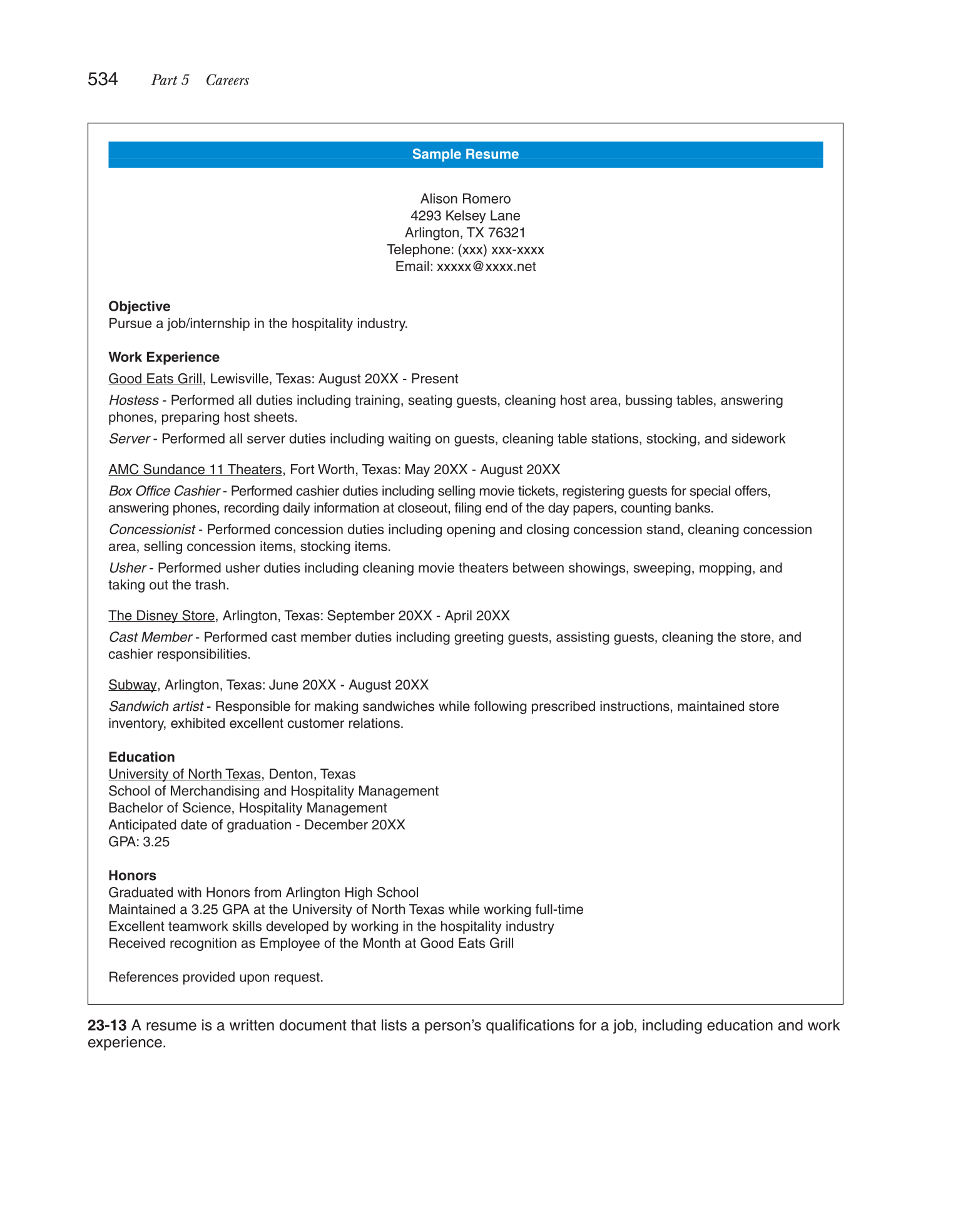 Hospitality Services: Food &amp; Lodging, 2nd Edition page 534