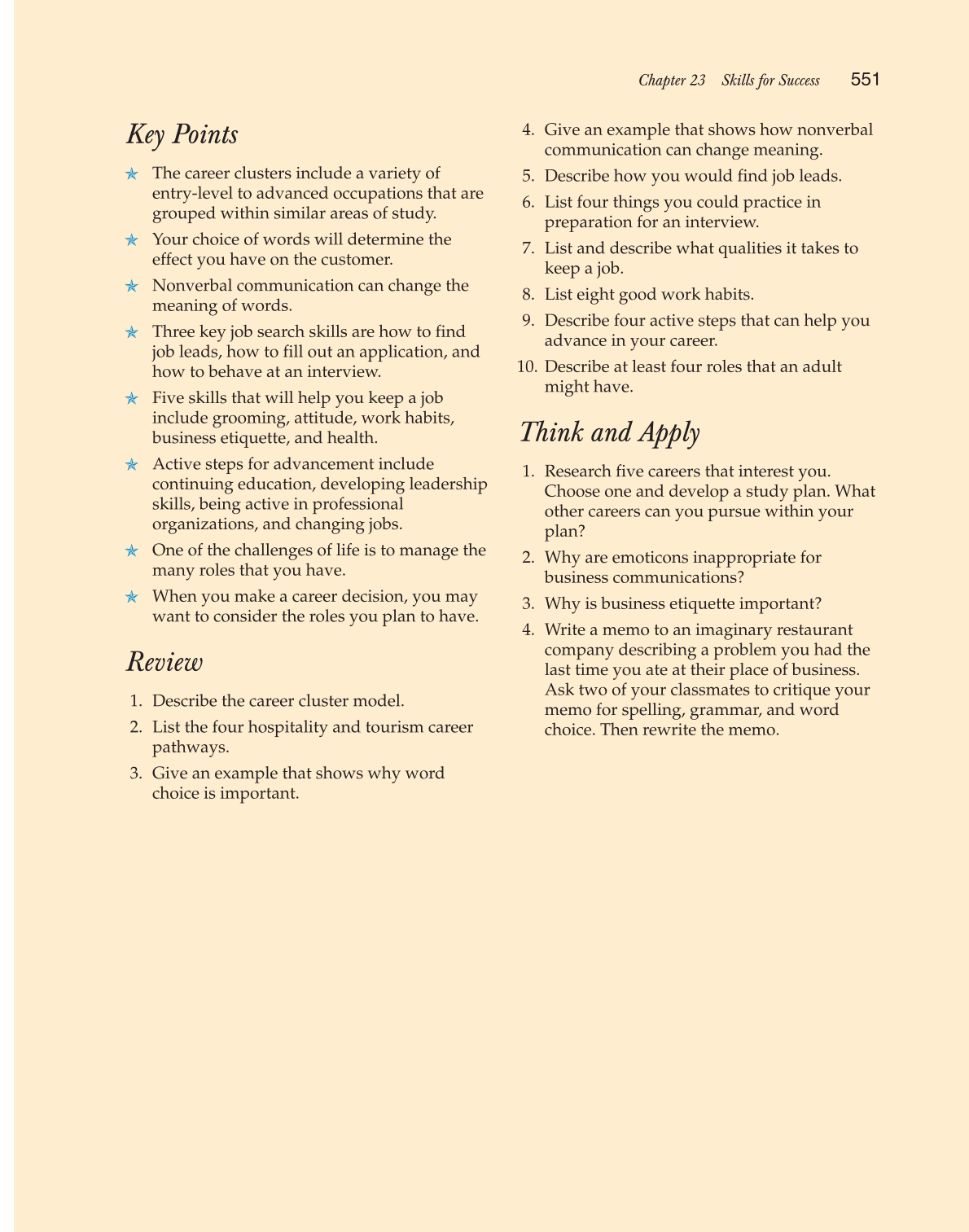 Hospitality Services: Food &amp; Lodging, 2nd Edition page 551