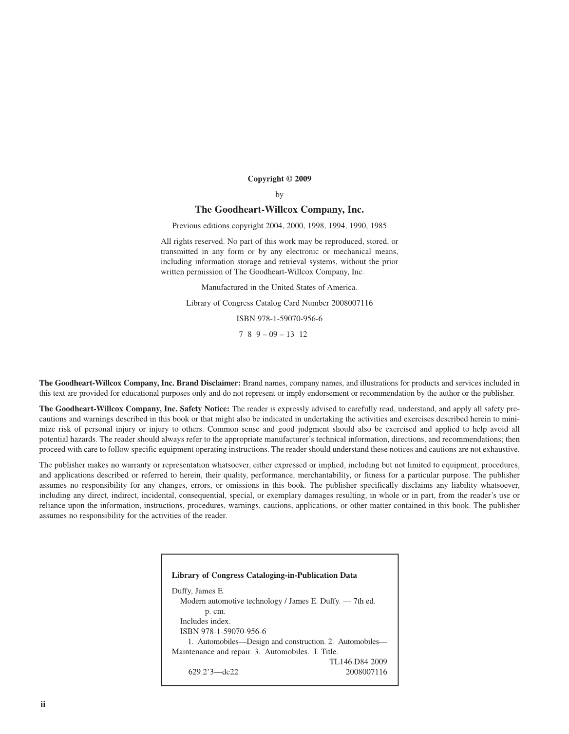 Modern Automotive Technology, 7th Edition page 2