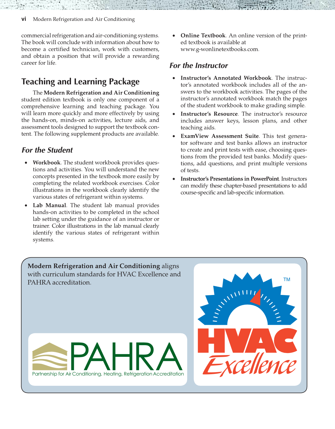 Modern Refrigeration and Air Conditioning, 19th Edition page vi