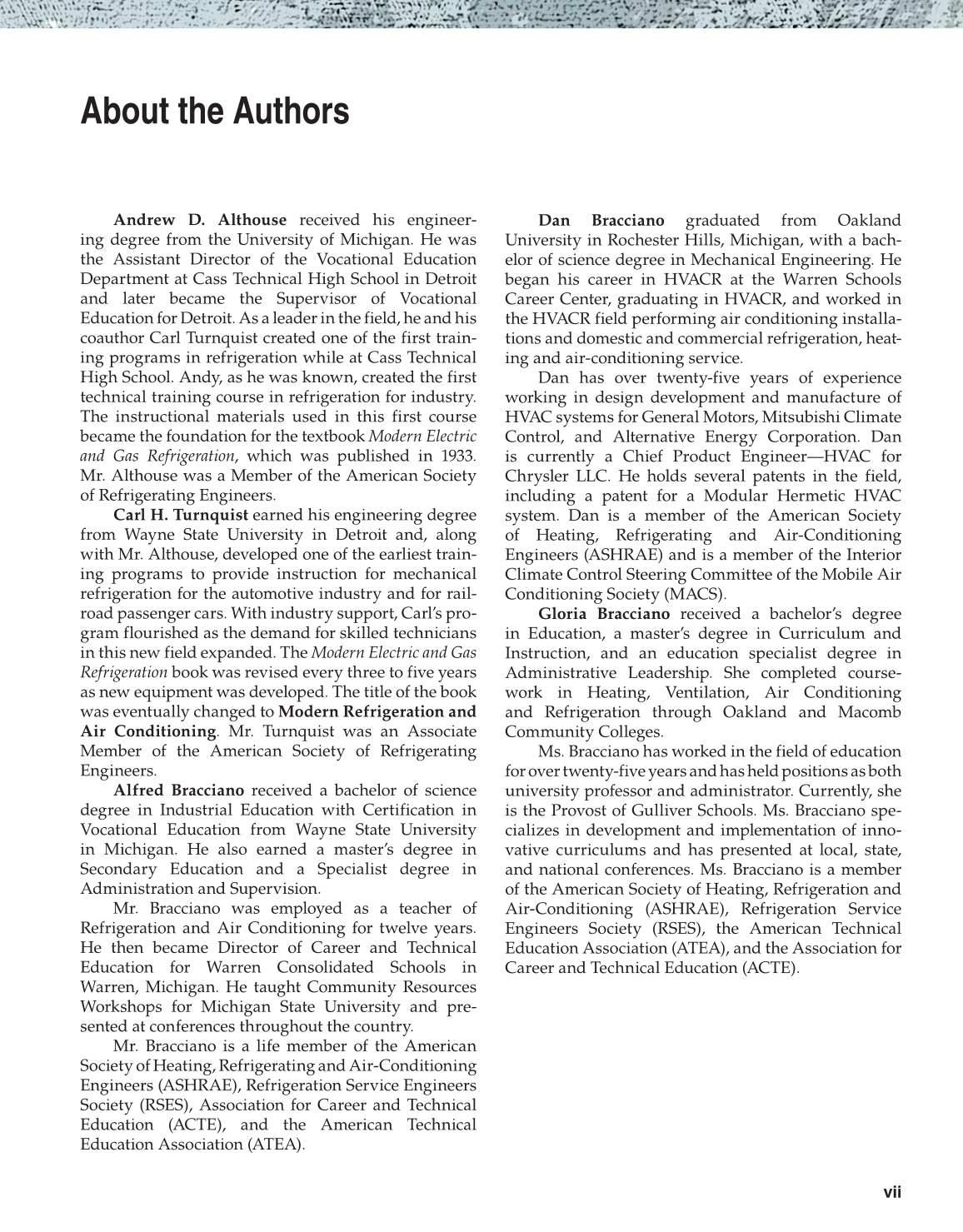 Modern Refrigeration and Air Conditioning, 19th Edition page vii