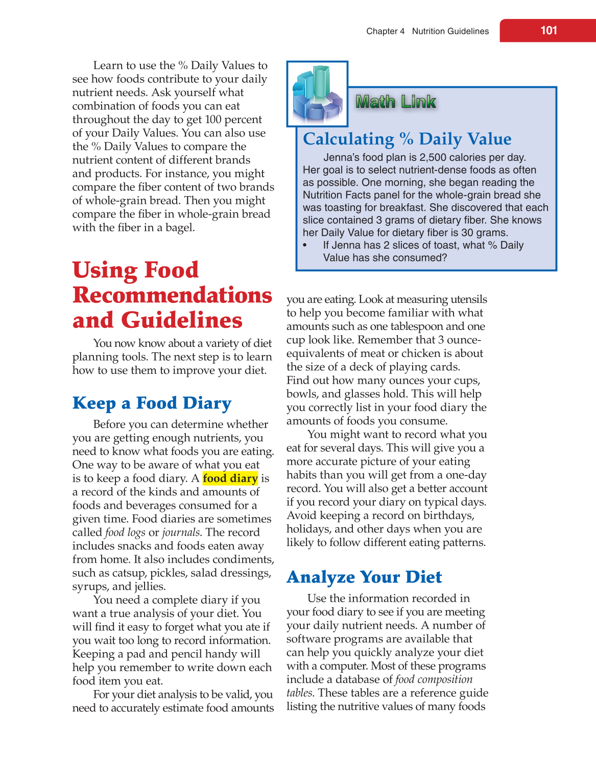 Nutrition &amp; Wellness for Life, 4th Edition page 101