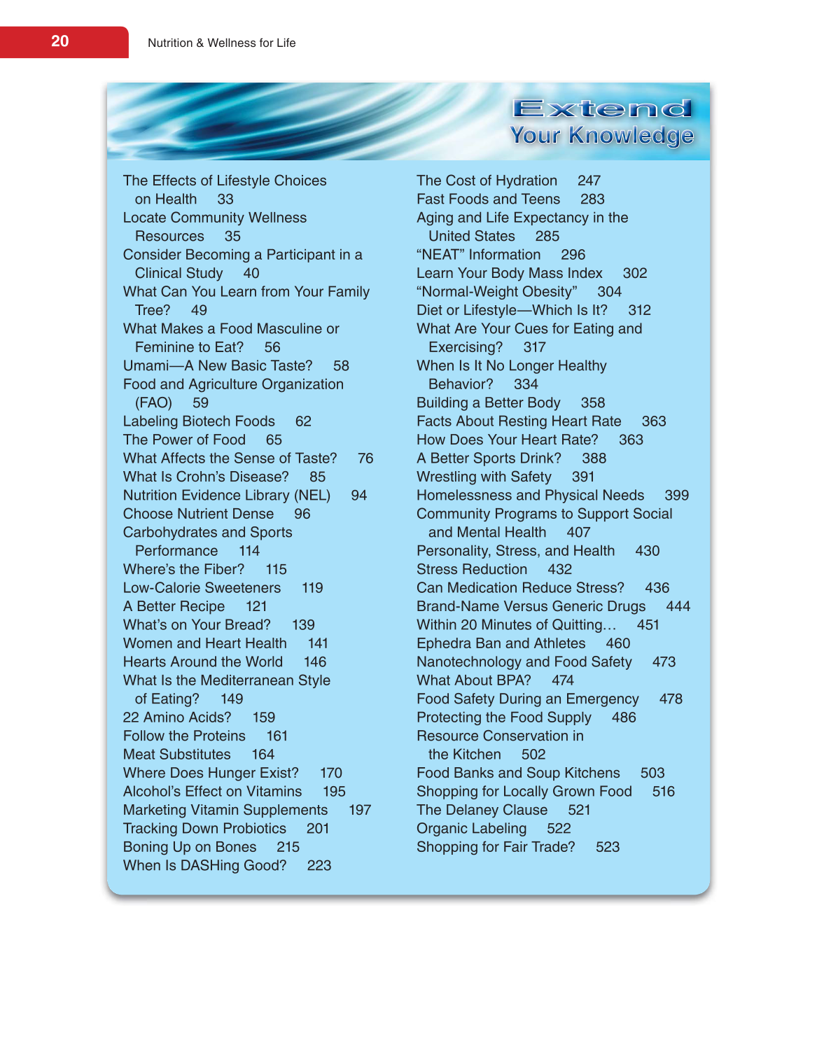 Nutrition &amp; Wellness for Life, 4th Edition page 20