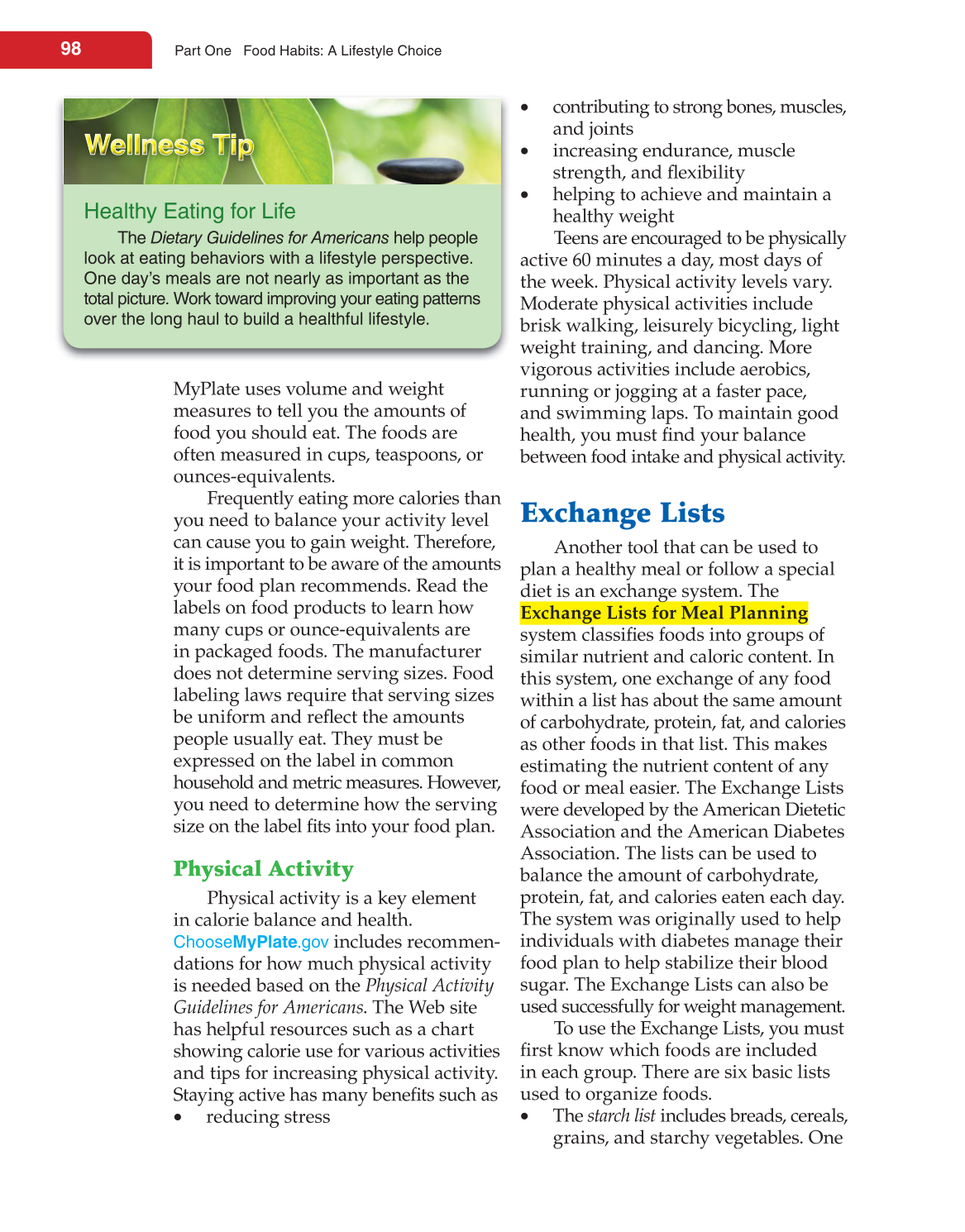 Nutrition &amp; Wellness for Life, 4th Edition page 98