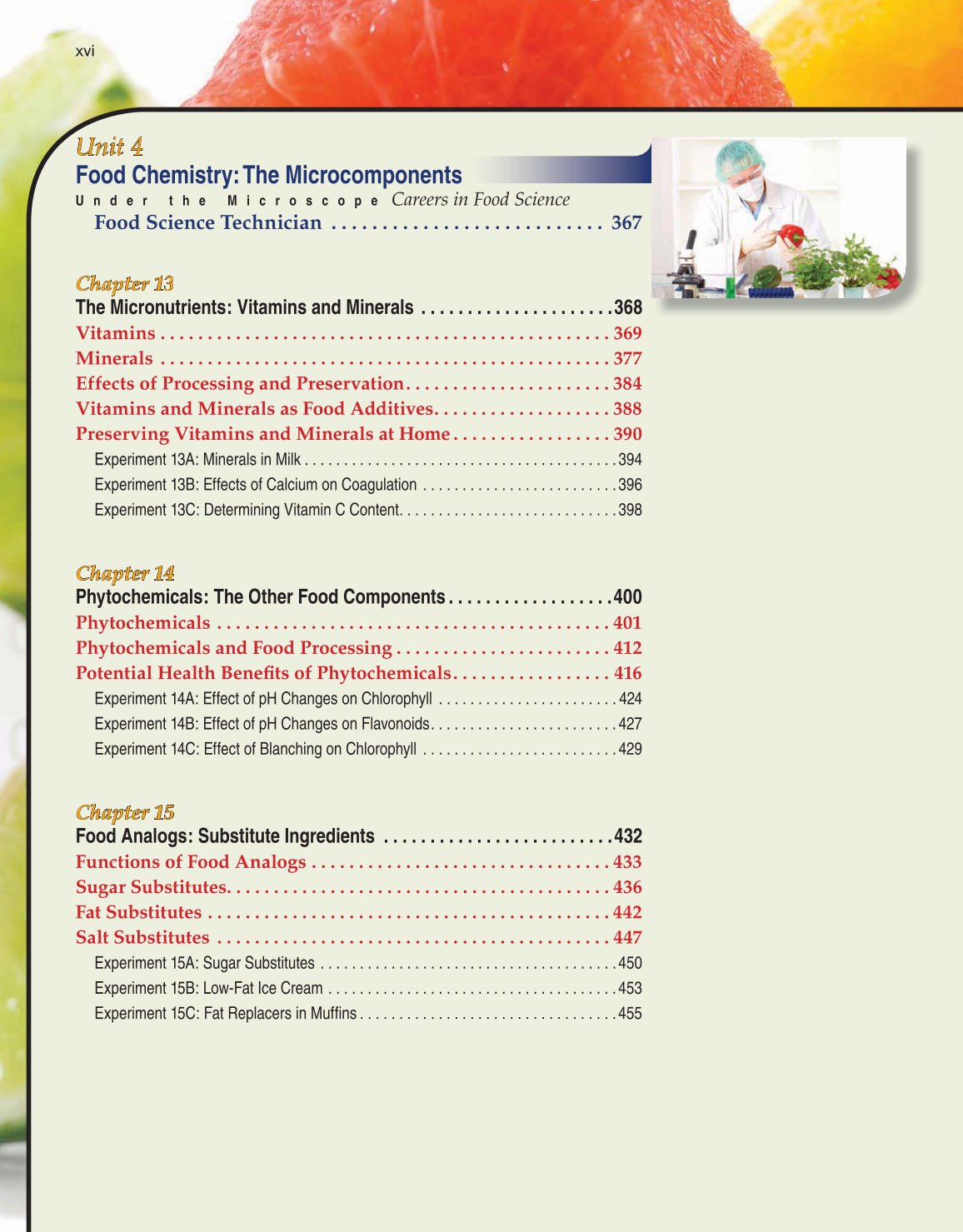 Principles of Food Science, 3rd Edition page xvi